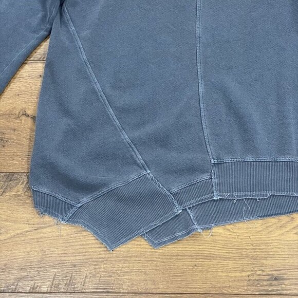 Wilt Sweatshirt Womens XS Blue Crewneck Casual Faded Raw Hem Distressed Boho - Picture 3 of 13